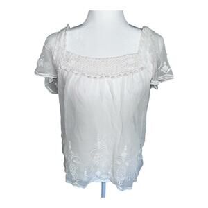 Vintage forever 21 100% silk crochet trim blouse size m